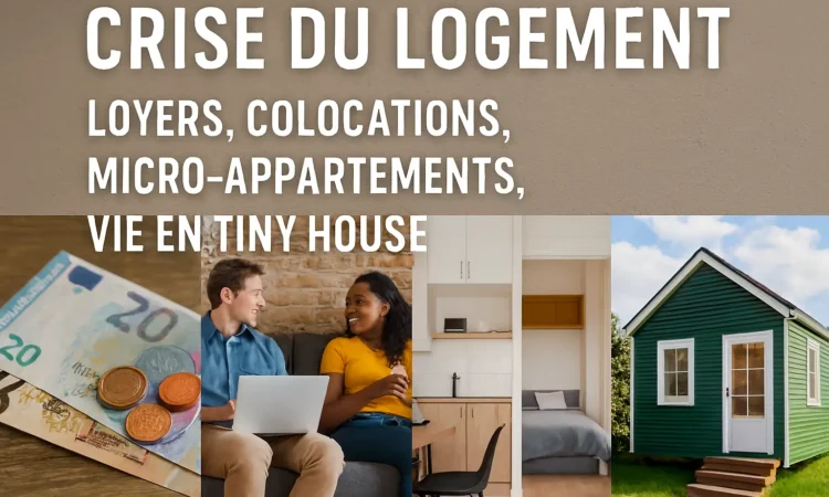 Crise du logement - loyers, colocations, micro-appartements, vie en tiny house.