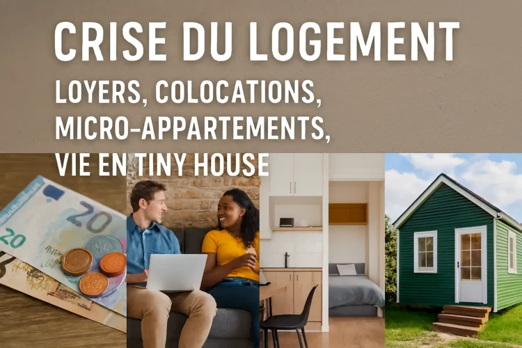 Crise du logement - loyers, colocations, micro-appartements, vie en tiny house.