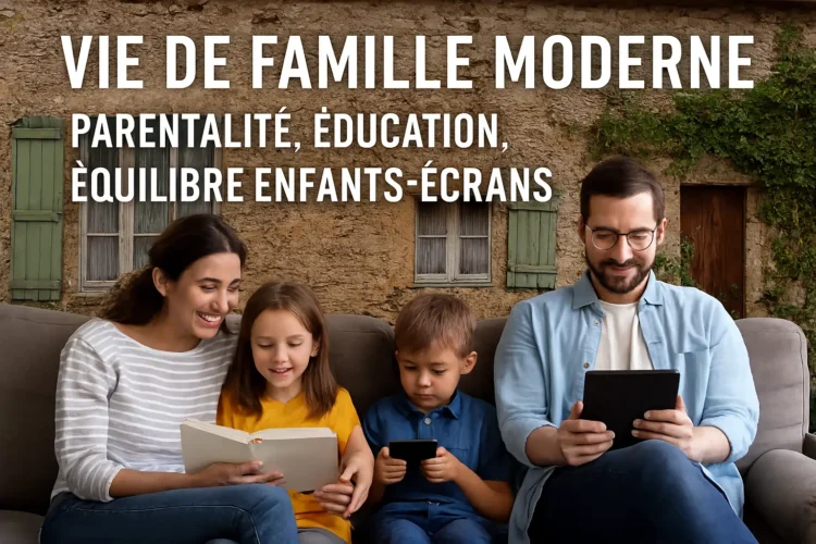 Vie de famille moderne , parentalité, éducation, équilibre enfants-écrans