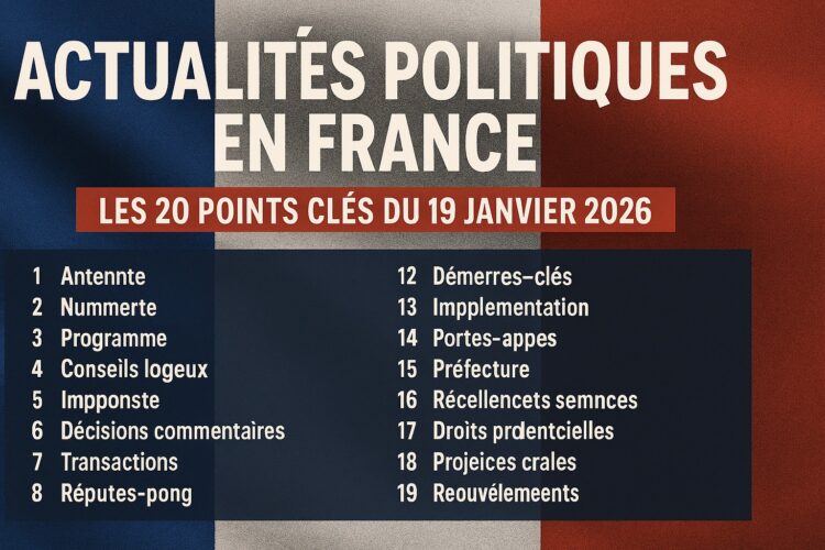 Actualités politiques en France : Les 20 points clés du 19 janvier 2026