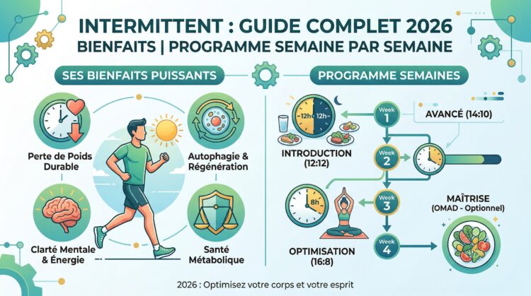 Intermittent Guide Complet 2026 Bienfaits Programme Semaine par Semaine